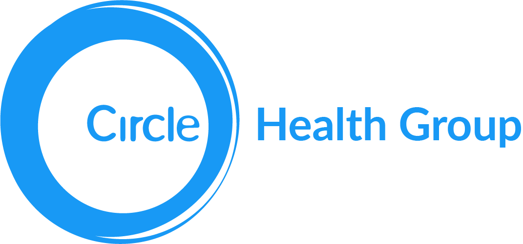 Logo for Circle Health Group, with 'Circle' inside a blue textured ring.