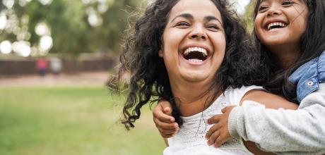 mother and daughter in park